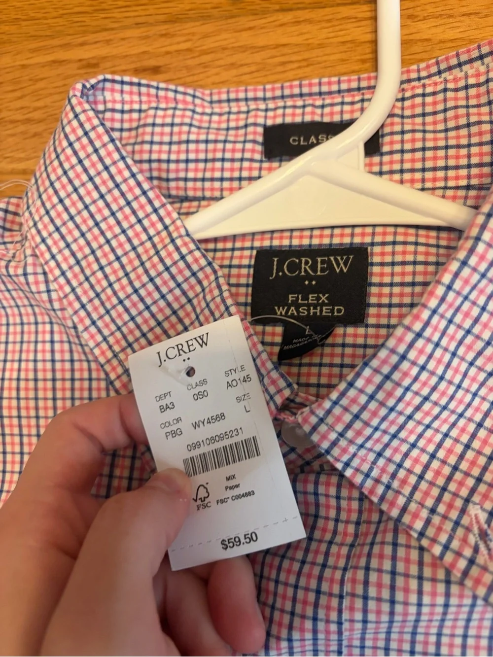 Classic NWT J Crew Men's Button-Up Check Shirt - Blue/White/Red
